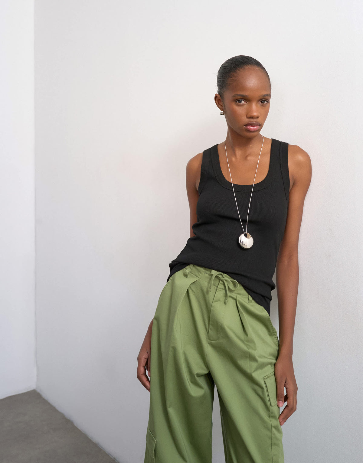 Topshop rib scoop neck vest in black