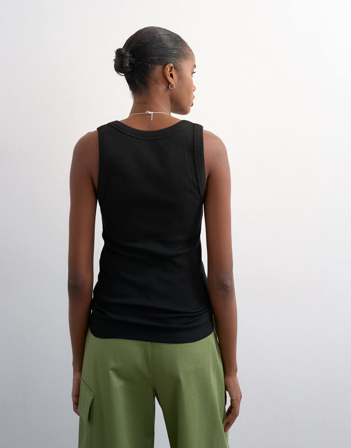 Topshop rib scoop neck vest in black