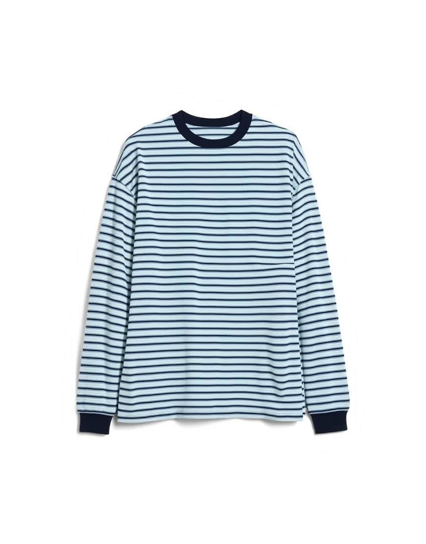 Topshop stripe long sleeve slouchy skater tee in blue