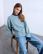 Topshop stripe long sleeve slouchy skater tee in blue