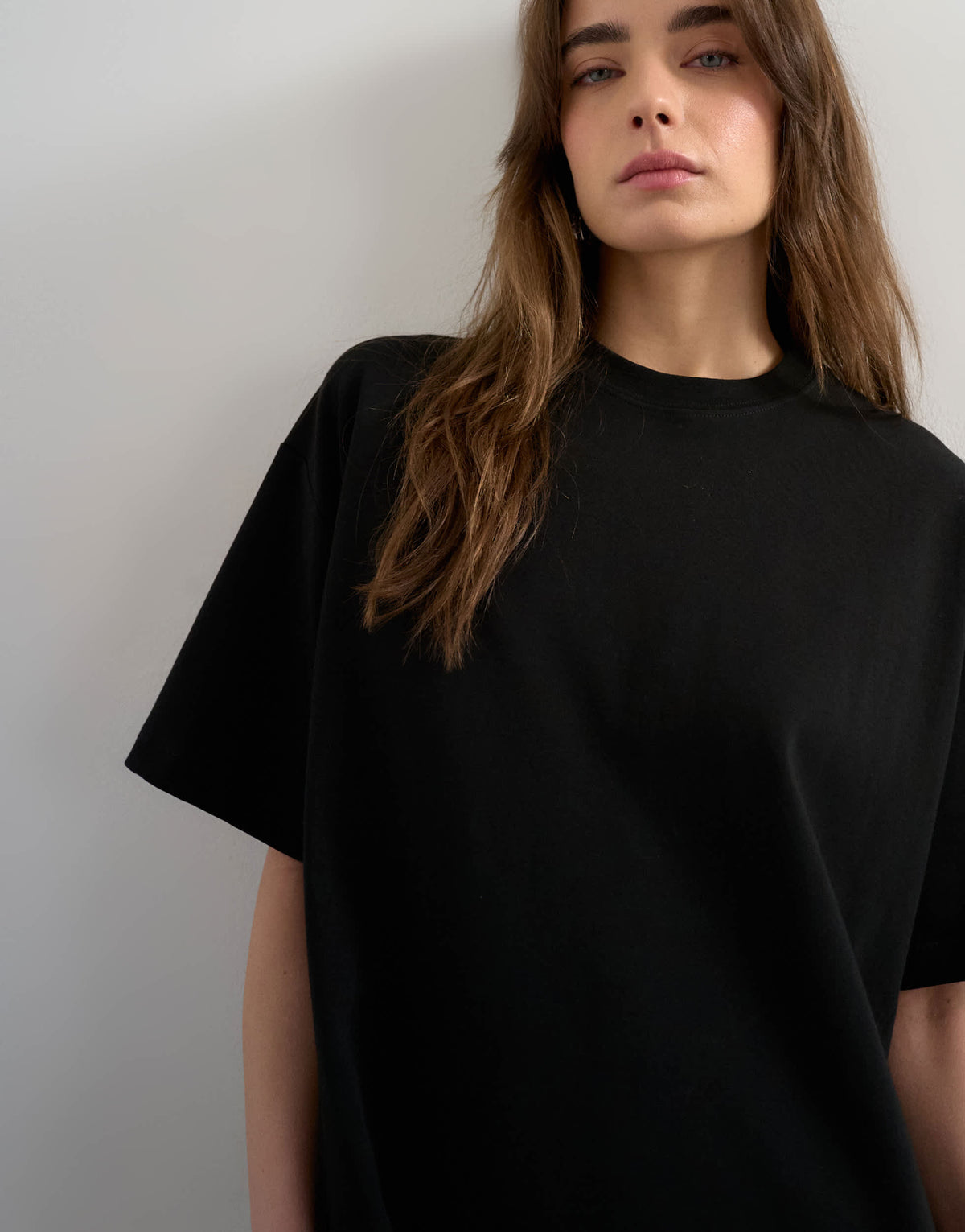 Topshop premium interlock oversized tee in black