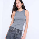 Topshop rib racer vest in grey marl