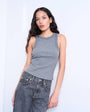 Topshop rib racer vest in grey marl