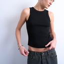 Topshop Rippstrick-Rennweste in Schwarz