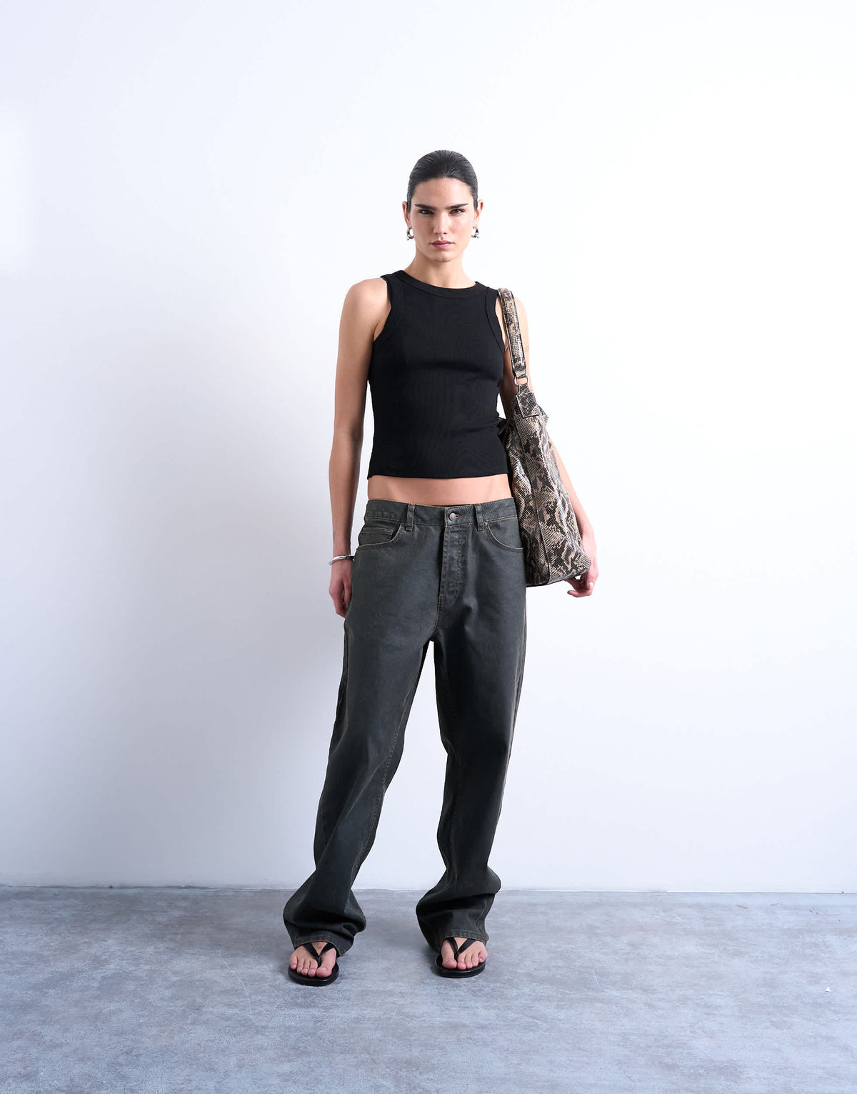 Topshop rib racer vest in black