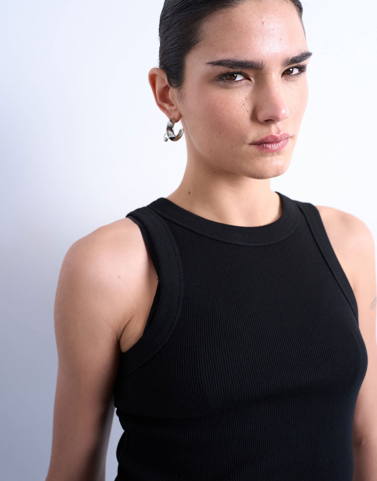 Topshop rib racer vest in black