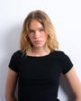 Topshop premium rib short sleeve tee in black