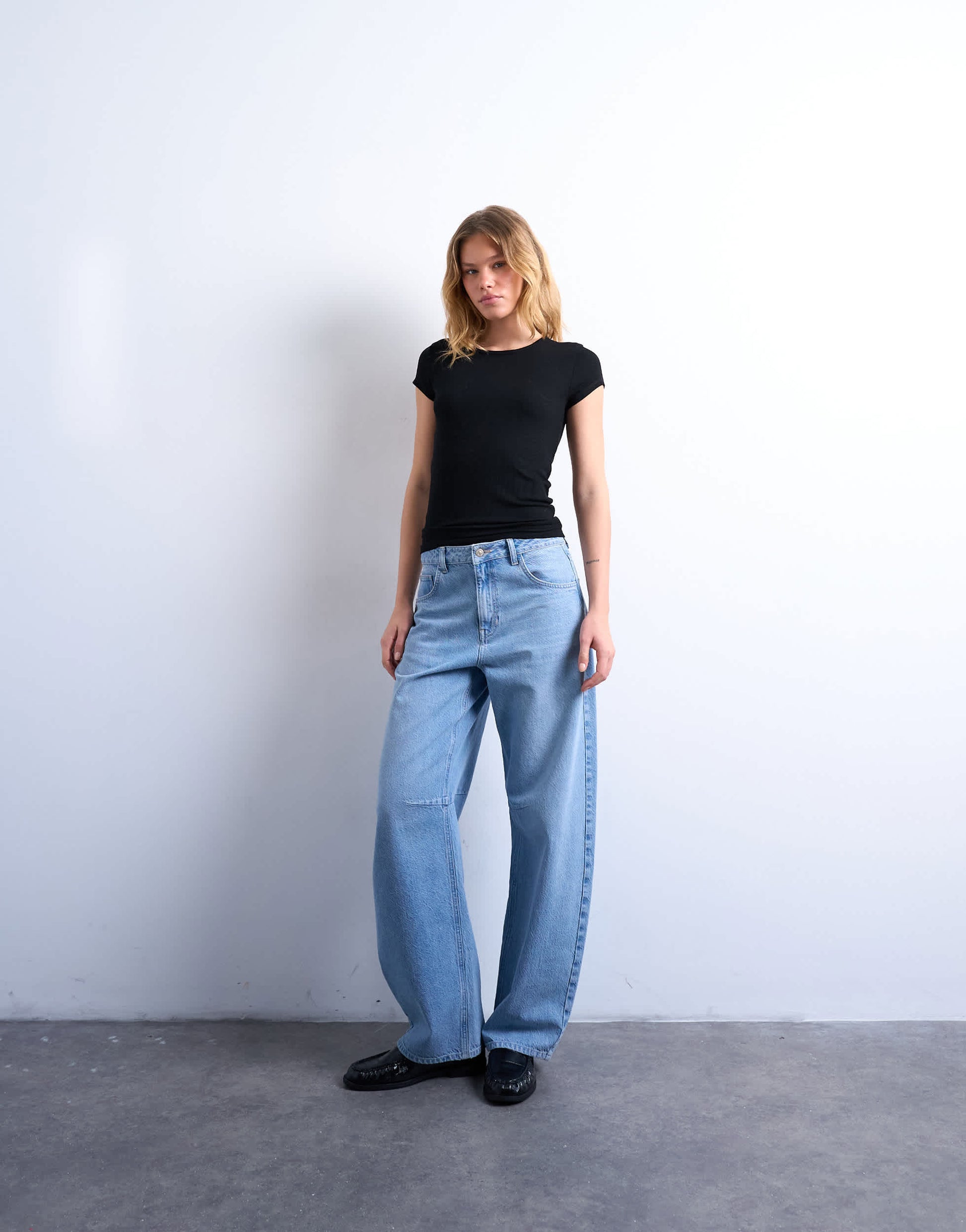 Topshop premium rib short sleeve tee in black