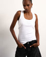 Topshop rib scoop neck vest in white