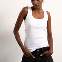 Topshop rib scoop neck vest in white