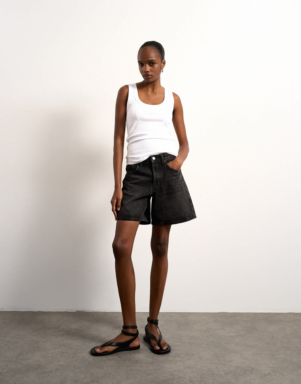 Topshop rib scoop neck vest in white