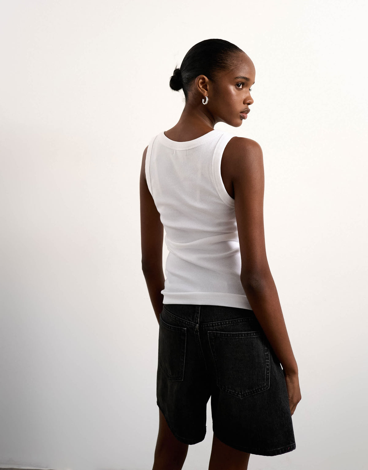 Topshop rib scoop neck vest in white