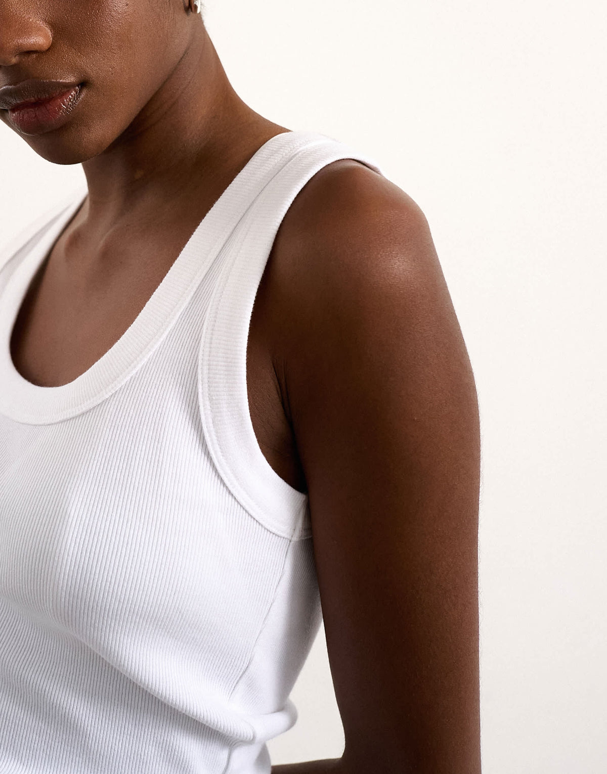 Topshop rib scoop neck vest in white