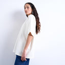 Topshop premium interlock oversized tee in ecru