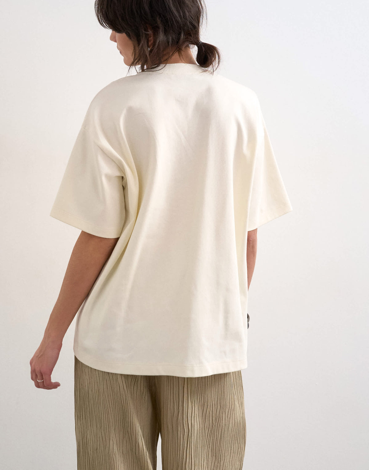 Topshop premium interlock oversized tee in ecru