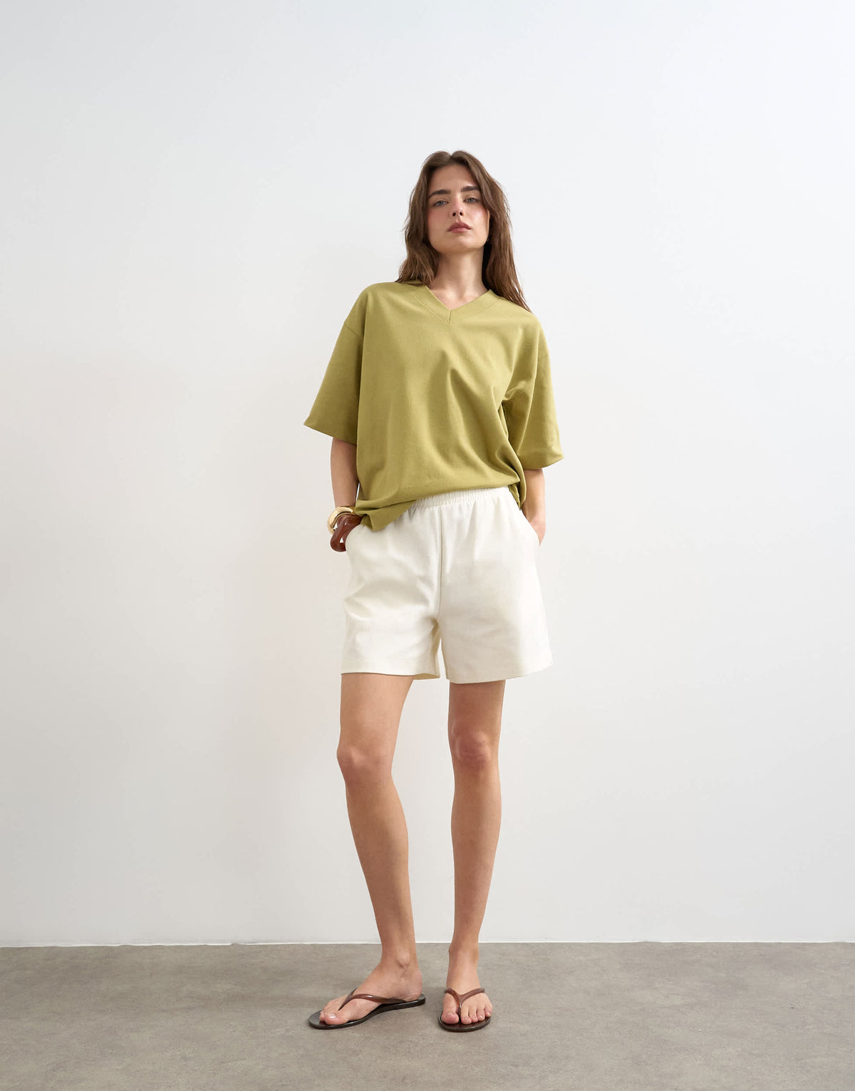 Topshop interlock jogger shorts co-ord in ecru