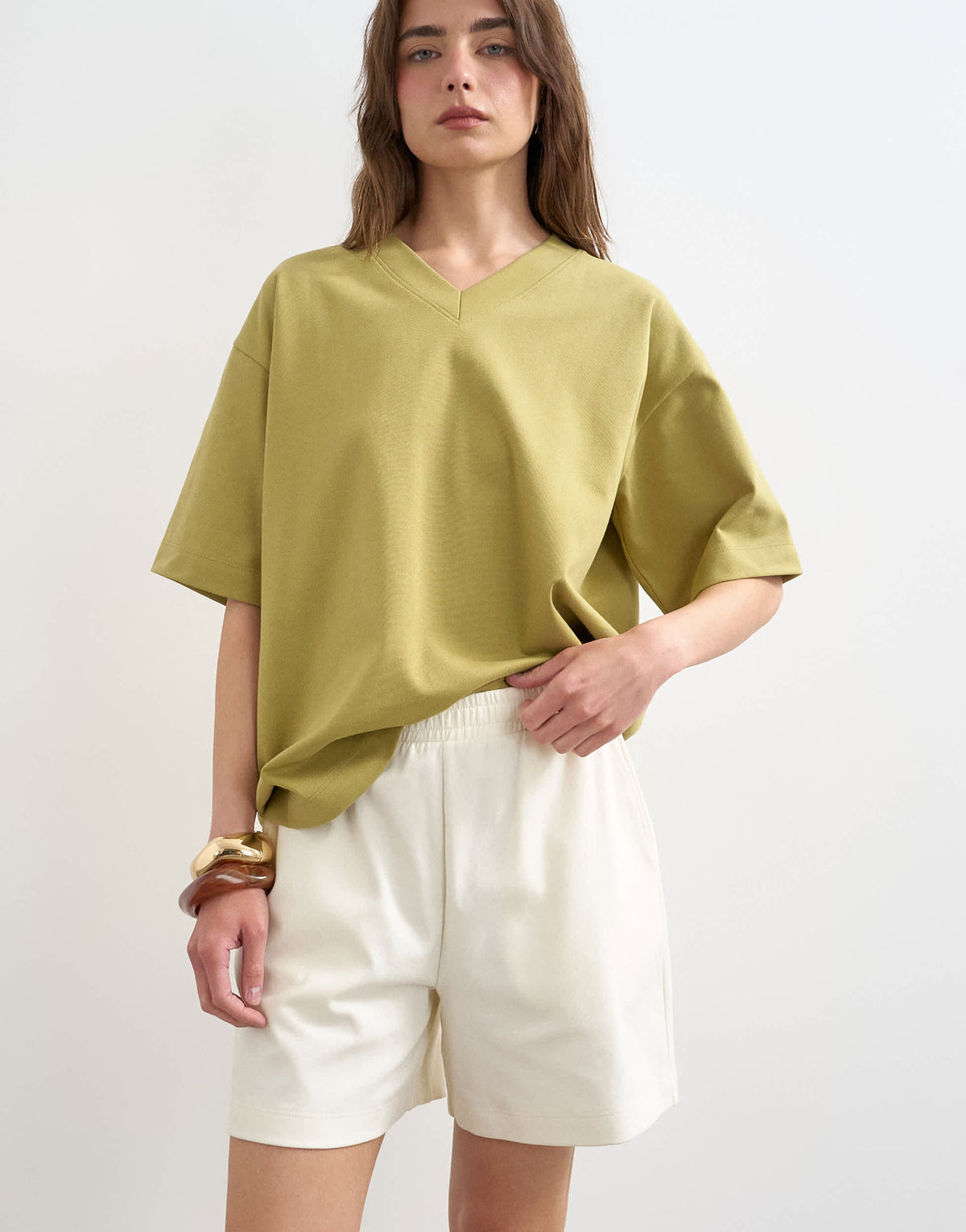 Topshop interlock jogger shorts co-ord in ecru