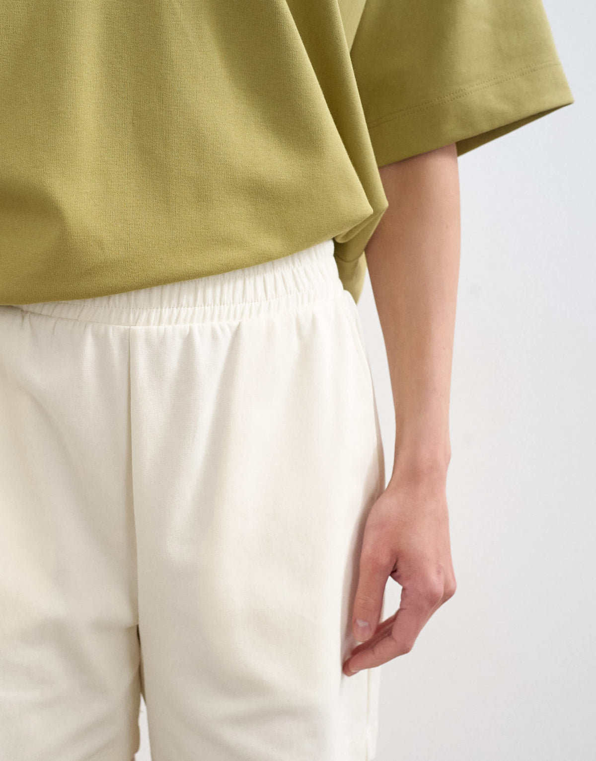 Topshop interlock jogger shorts co-ord in ecru