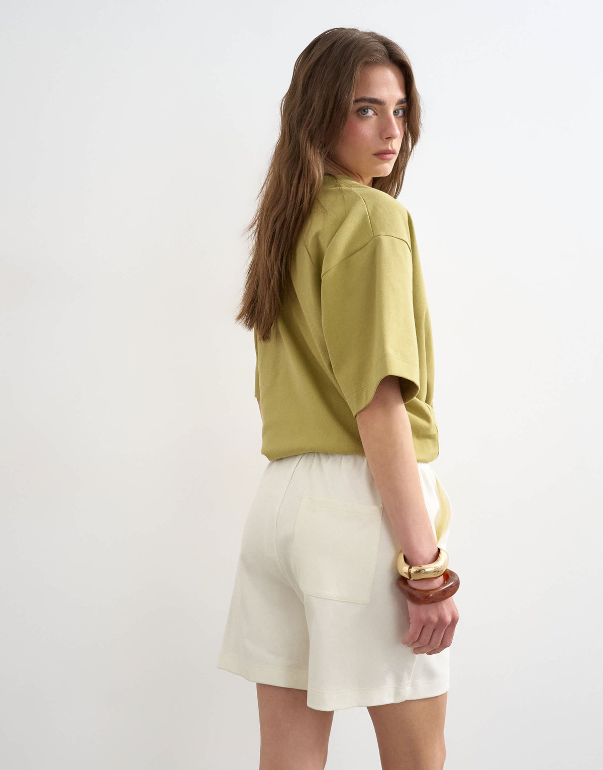 Topshop interlock jogger shorts co-ord in ecru