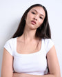 Topshop square neck rib cap sleeve tee in white