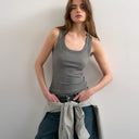 Topshop rib scoop neck vest in grey marl