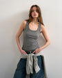 Topshop rib scoop neck vest in grey marl