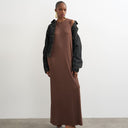 Topshop drop armhole rib maxi dress in chocolate brown