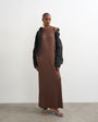 Topshop drop armhole rib maxi dress in chocolate brown
