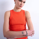 Topshop rib racer vest in orange