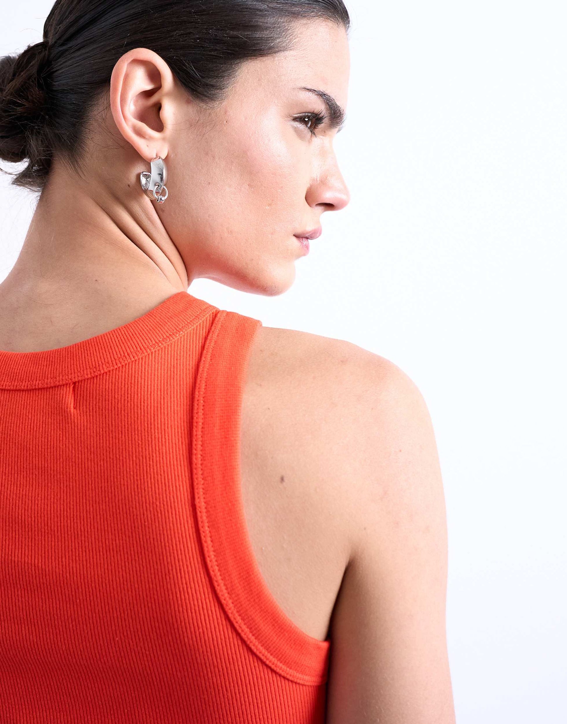 Topshop rib racer vest in orange