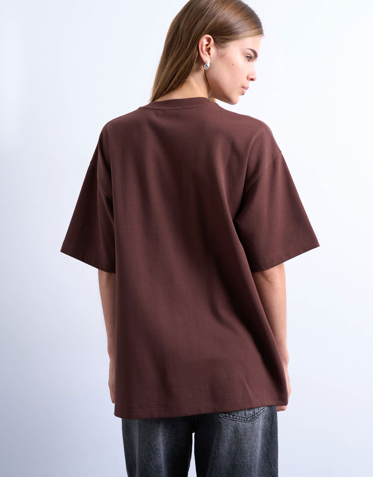 Topshop premium clean oversized tee in chocolate brown