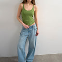 Topshop premium spaghetti strap scoop racer vest in green