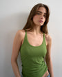 Topshop premium spaghetti strap scoop racer vest in green