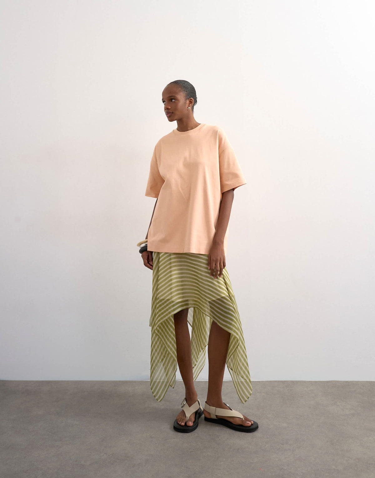 Topshop premium interlock oversized tee in peach