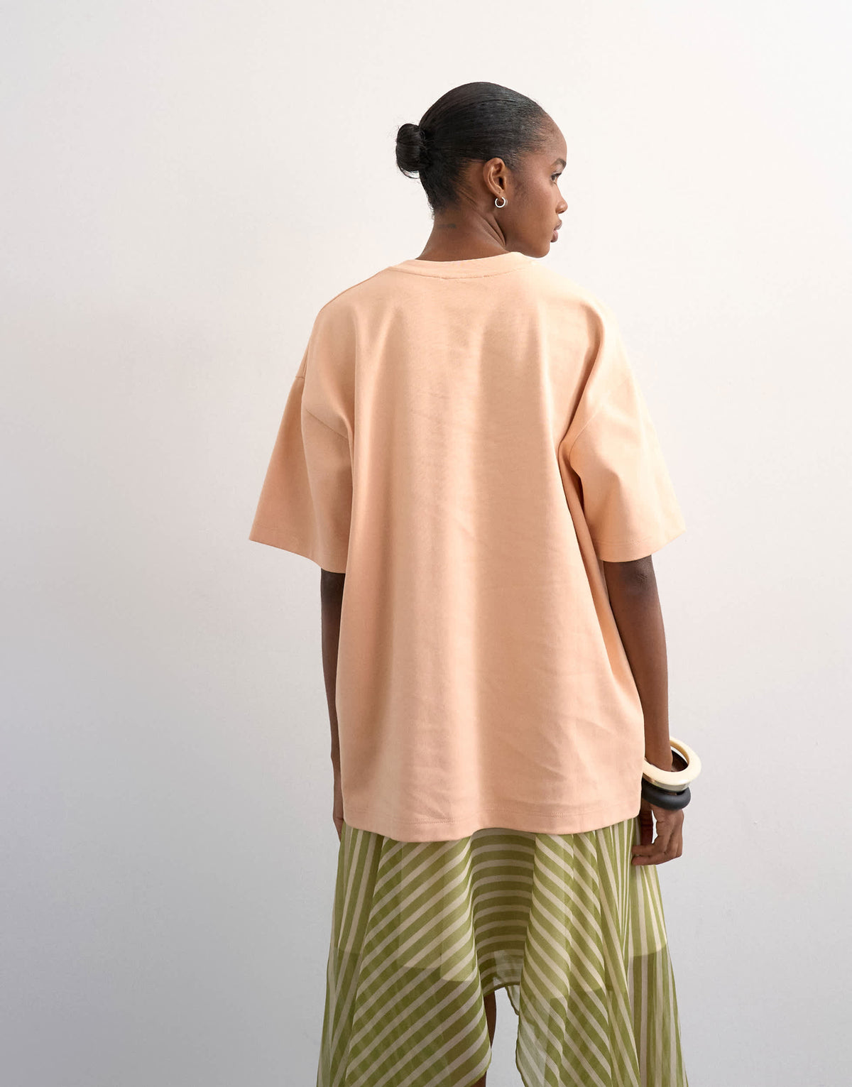 Topshop premium interlock oversized tee in peach