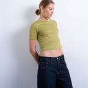 Topshop shrunken everyday tee in khaki