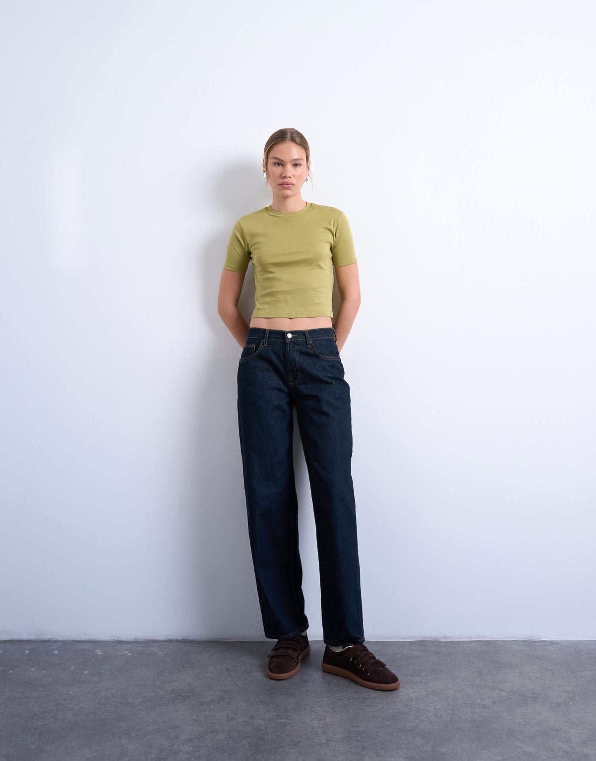 Topshop shrunken everyday tee in khaki