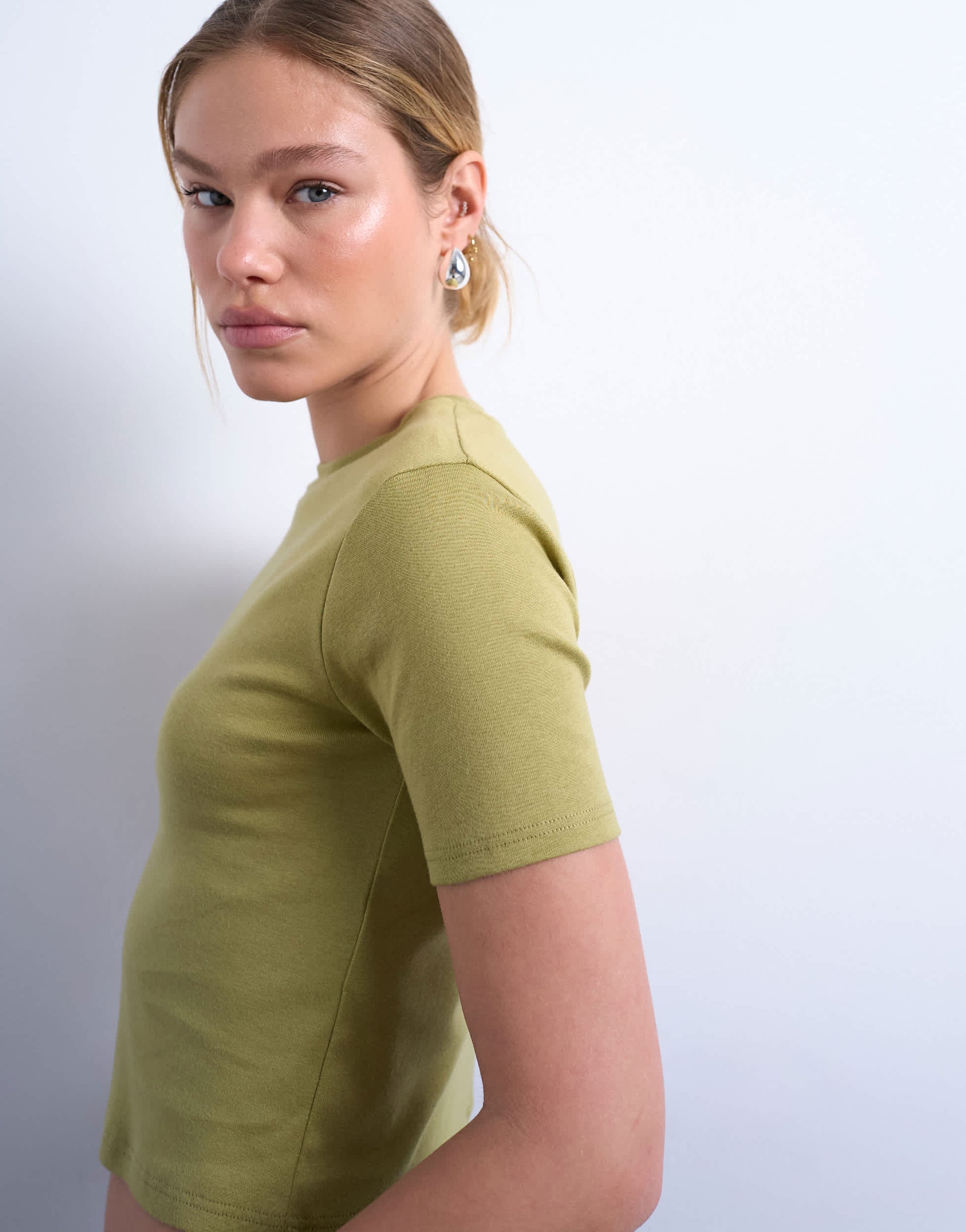 Topshop shrunken everyday tee in khaki