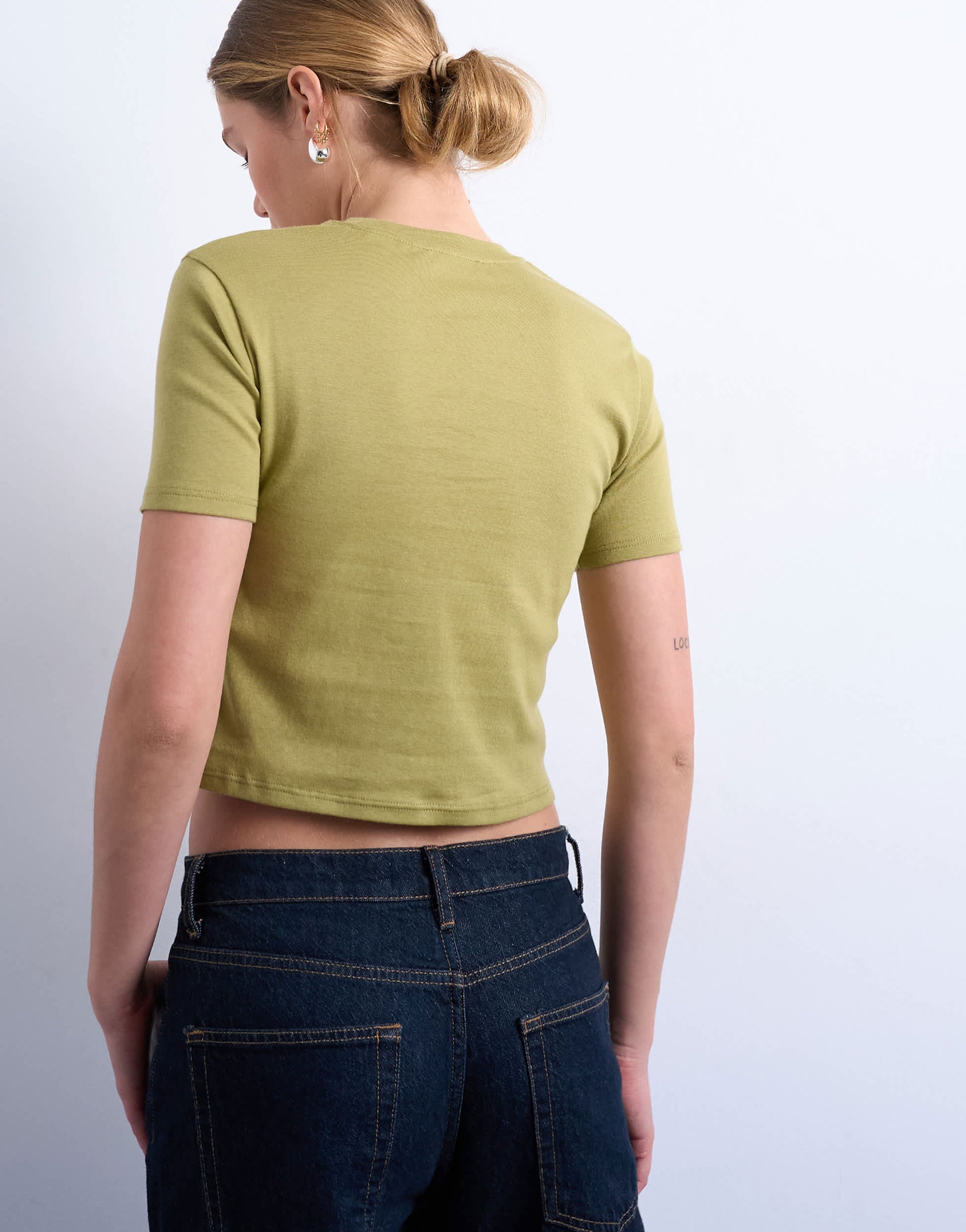 Topshop shrunken everyday tee in khaki