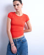 Topshop premium rib short sleeve tee in red