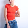 T-shirt côtelé premium à manches courtes Topshop rouge