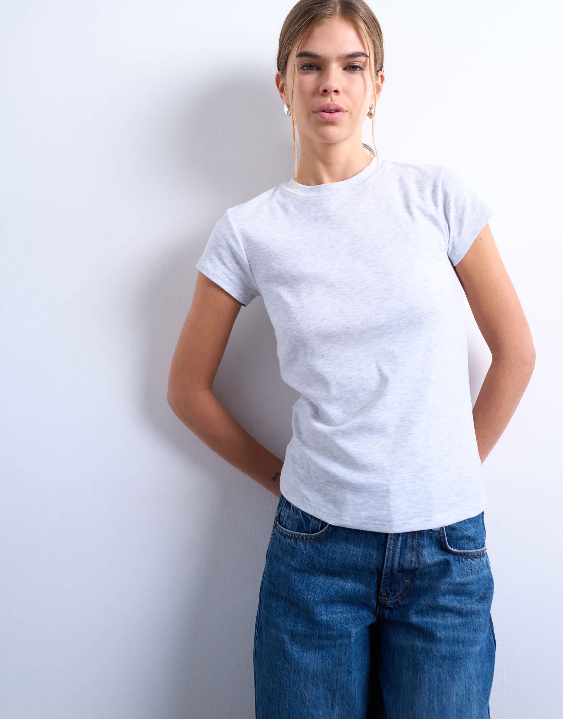 Topshop everyday tee in grey marl 