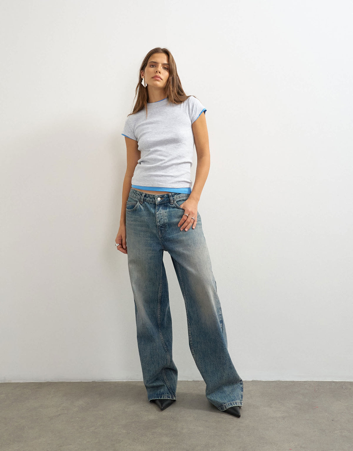Topshop everyday tee in grey marl 