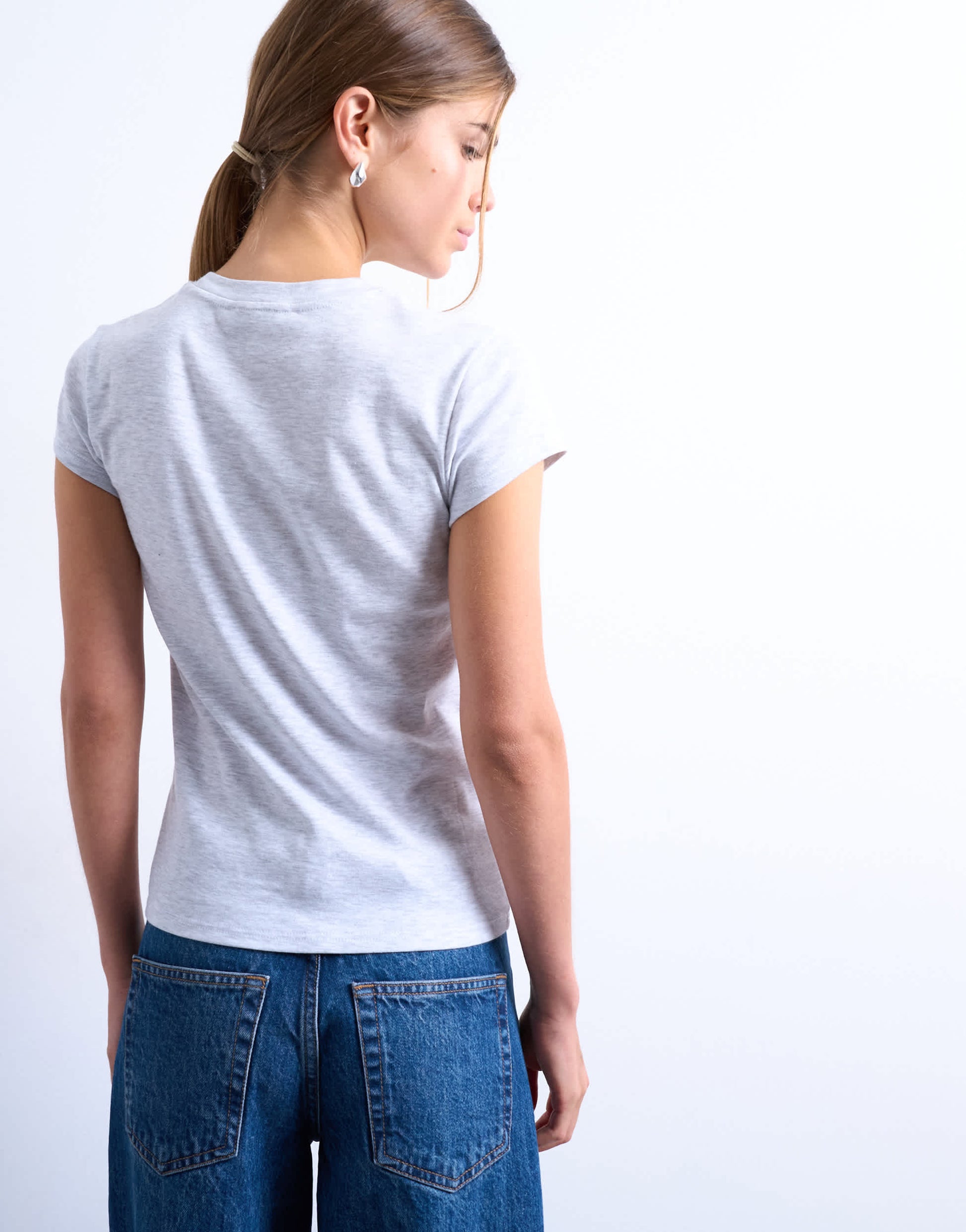 Topshop everyday tee in grey marl 