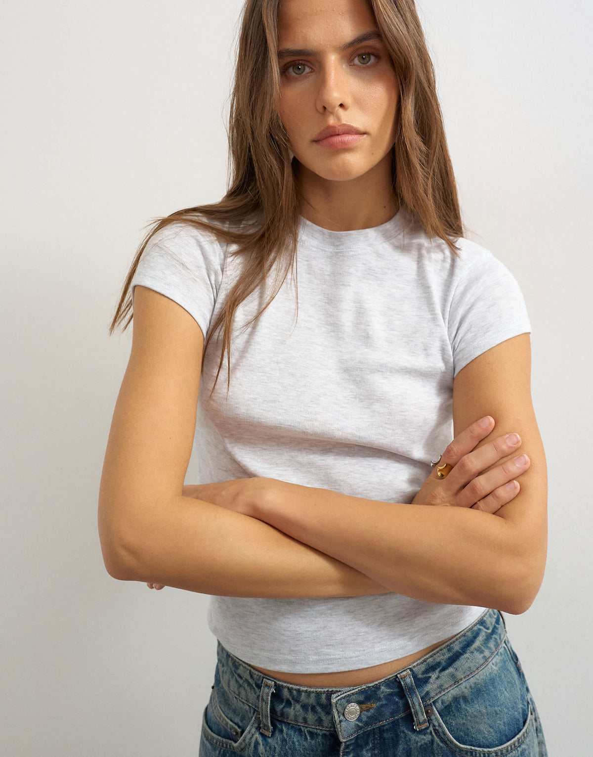Topshop everyday tee in grey marl 