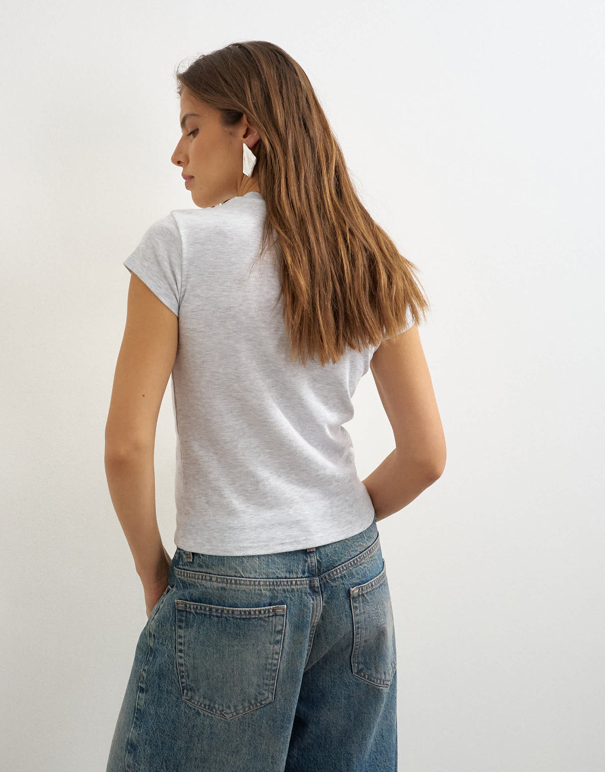 Topshop everyday tee in grey marl 