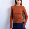T-shirt Topshop à manches longues couleur rouille, idéal pour tous les jours.