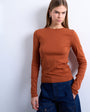 Topshop long sleeve everyday tee in rust