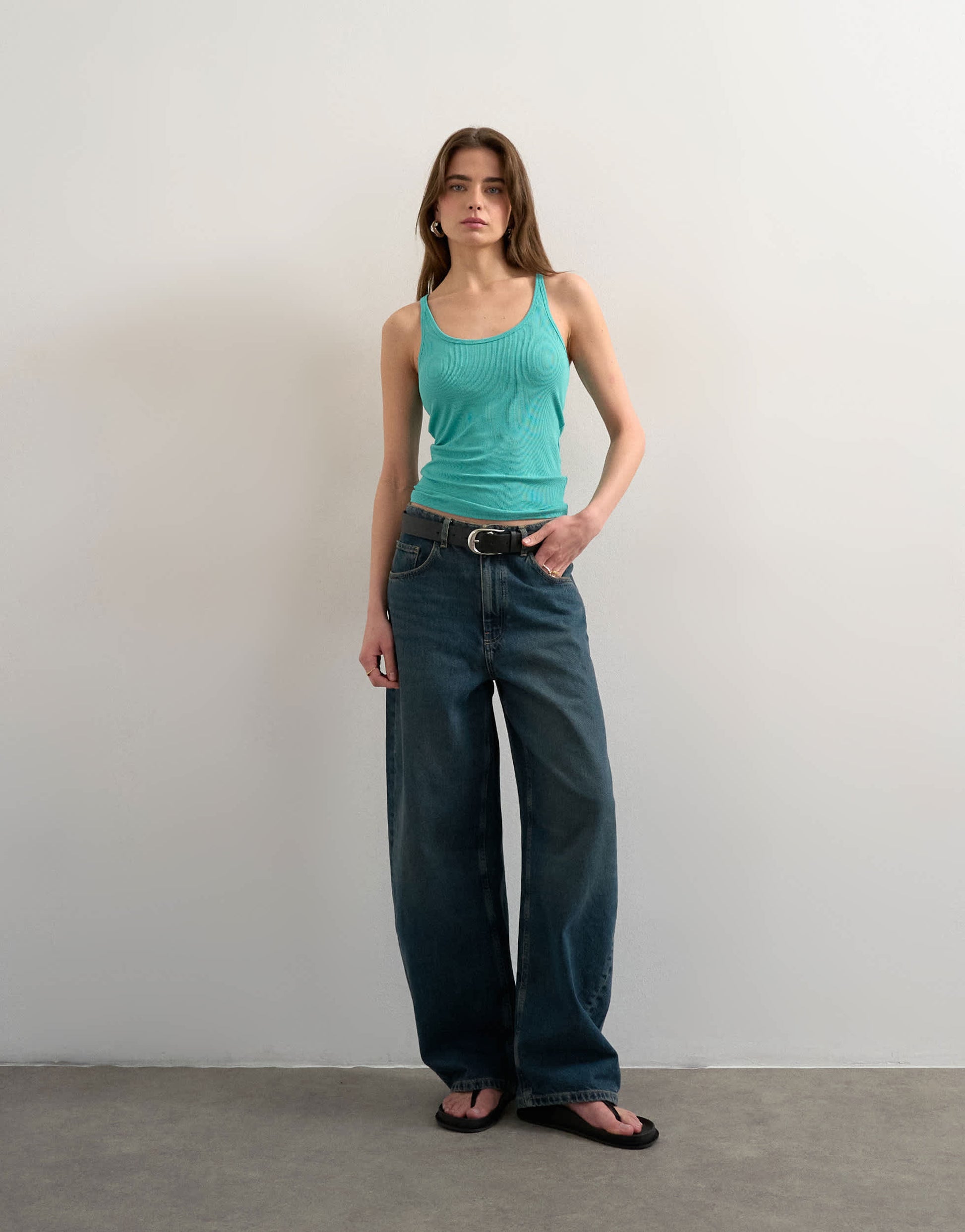 Topshop premium spaghetti strap scoop racer vest in blue