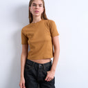 Topshop shrunken everyday tee in coffee